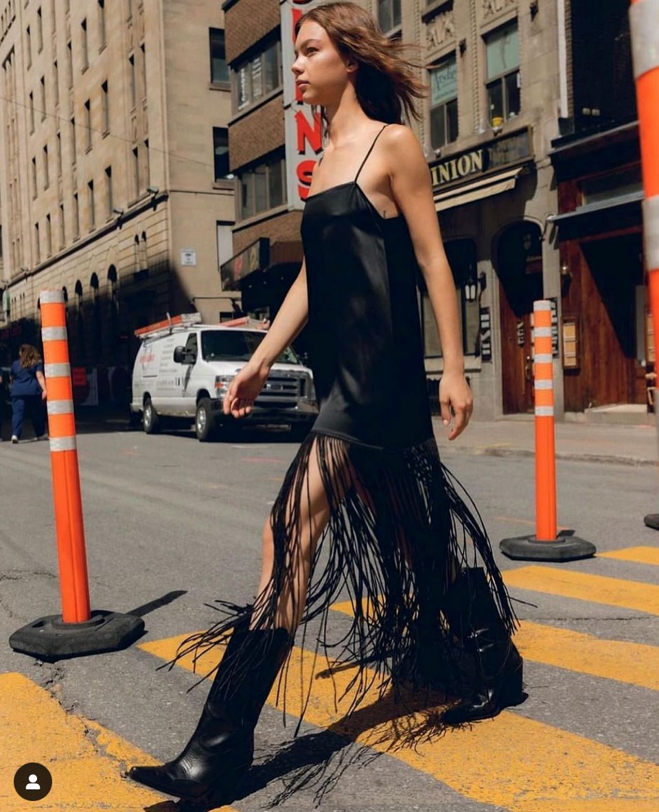 Silk Laundry Fringe Dress Black Dress 