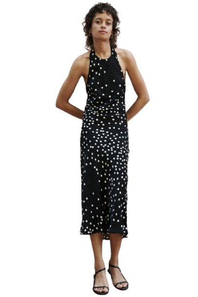 Silk Laundry Halter Dress Broken Dot Dress 