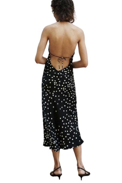 Silk Laundry Halter Dress Broken Dot Dress 