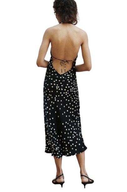 Silk Laundry Halter Dress Broken Dot Dress 