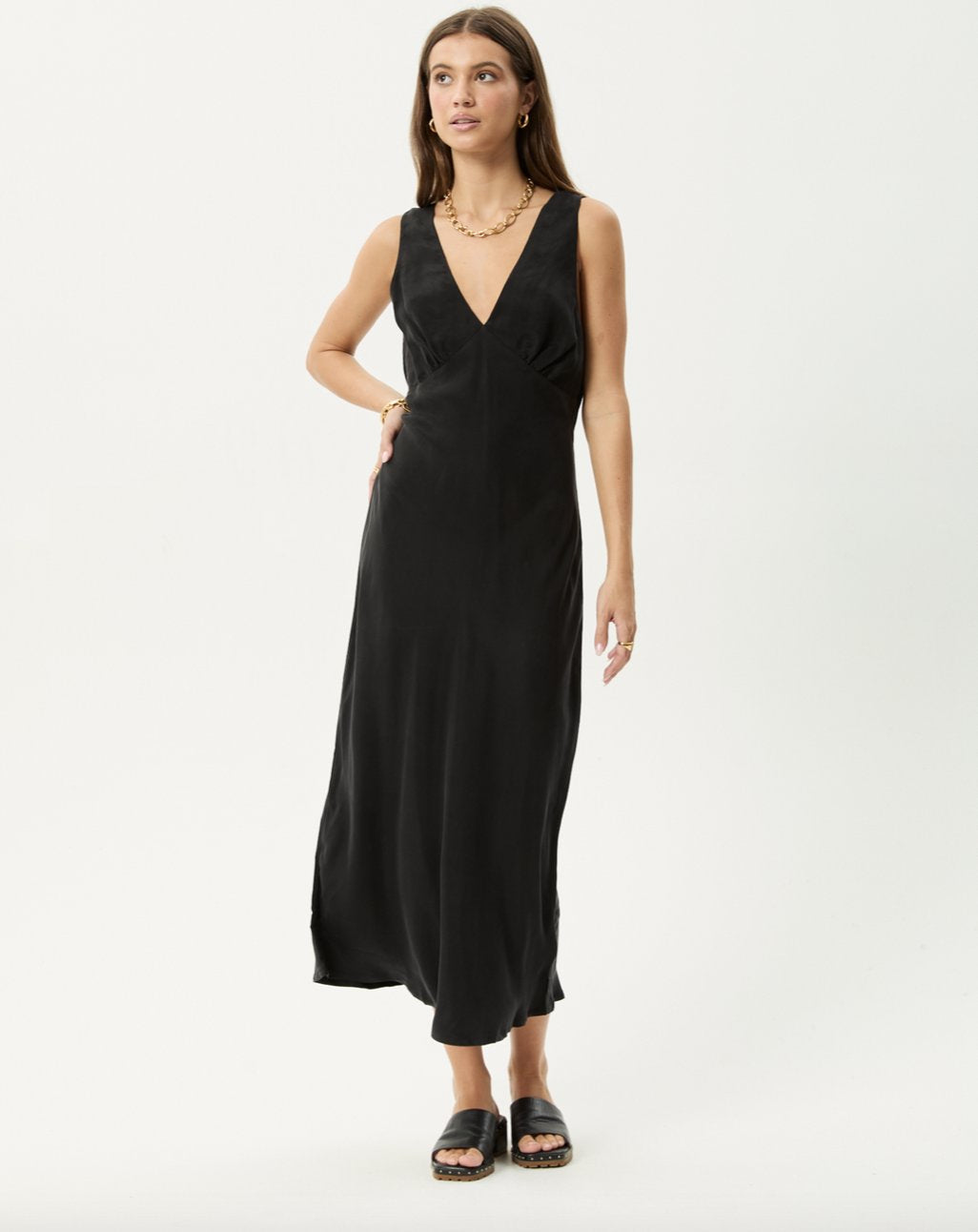 Silk Laundry V Neck Maxi Dress 