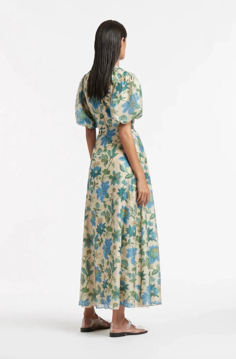 SIR Celia Puff Sleeve Midi Dress Marguerite Print Dress 