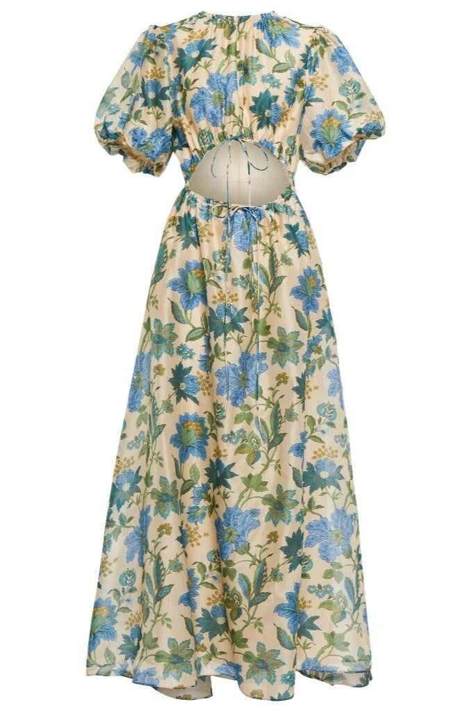 SIR Celia Puff Sleeve Midi Dress Marguerite Print Dress 