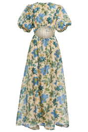 SIR Celia Puff Sleeve Midi Dress Marguerite Print Dress 