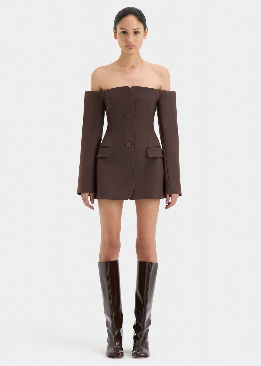 SIR Sandrine Tailored Mini Dress Chocolate Dress 