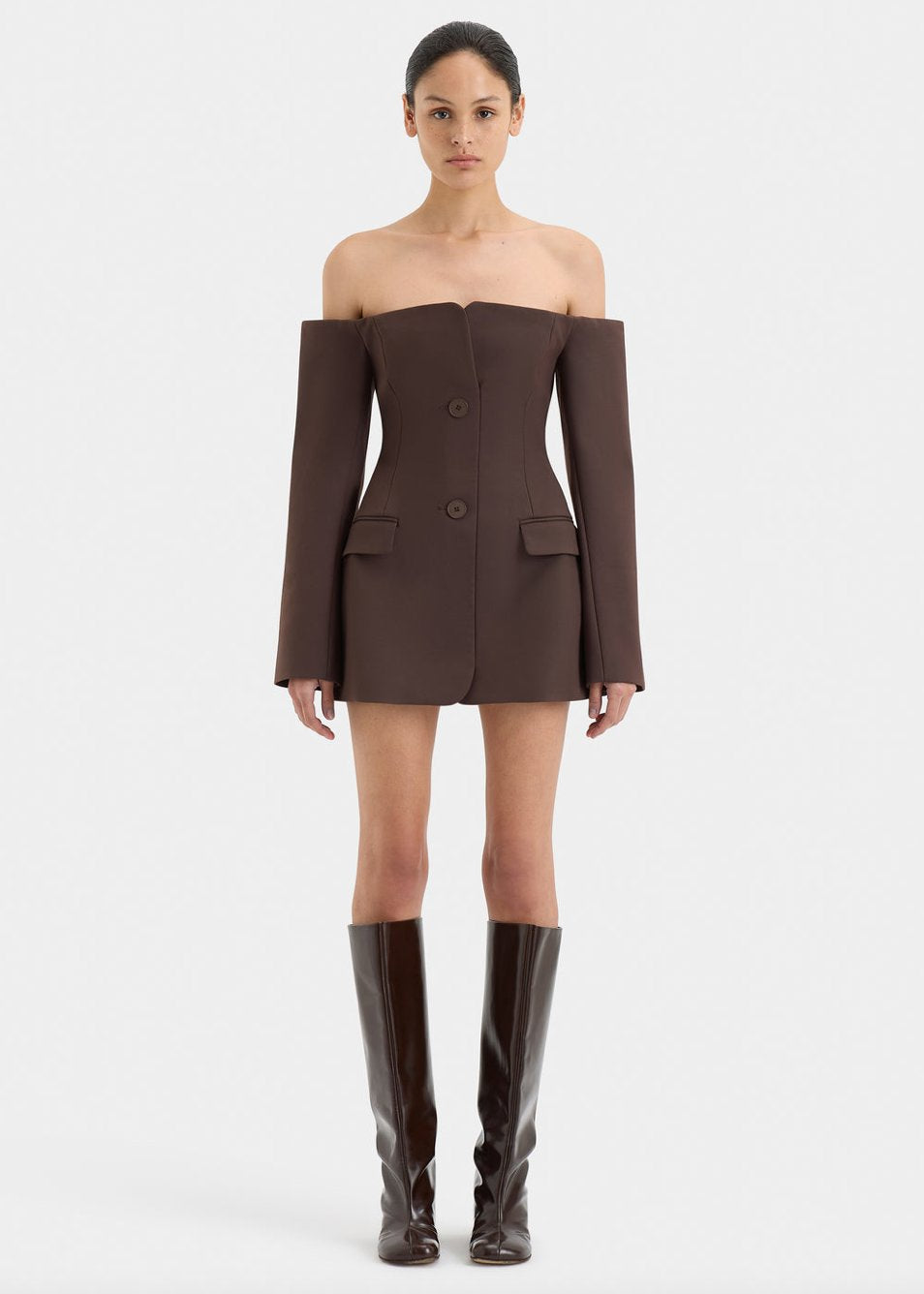 SIR Sandrine Tailored Mini Dress Chocolate Dress 
