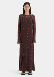 SIR Toni Long Sleeve Dress Chocolate Dot Dress 