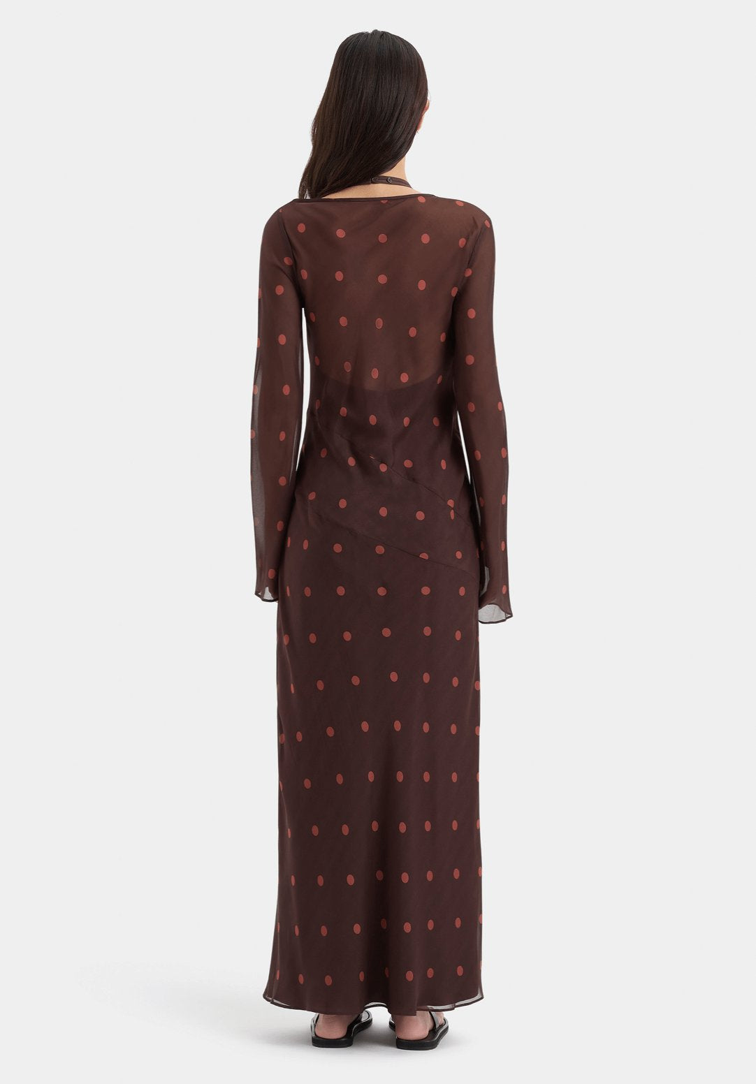Toni Long Sleeve Dress Chocolate Dot Eastend Wardrobe Toni Long Sleeve Dress Chocolate Dot Eastend Wardrobe